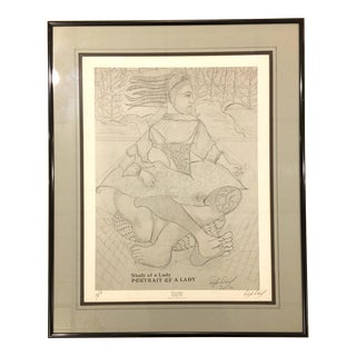 1980s Vintage "Portrait of a Lady" Print by Felipe Michel, Signed and Numbered, Framed For Sale