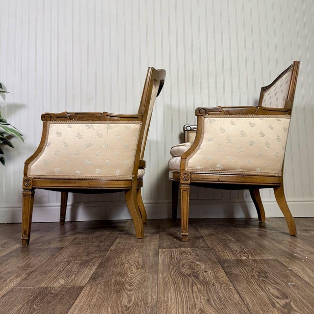 Vintage Mid-Century Directoire-Style Bergère Armchairs For Sale - Image 9 of 14