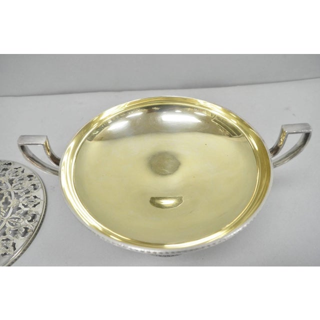 Vintage Victorian Silver Plated Flower Frog Flower Arranger Vase W Pedestal Base For Sale - Image 14 of 16