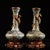 Yellow Pair of Vintage Chinese Famille Rose Porcelain Vases, Applied Gilded Dragon Sculpture & Gemstone Inlaid Filigree Base, Chinoiserie Matching Vase Set For Sale - Image 8 of 9