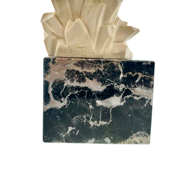 Late 20th Century Eagle Sculpture Alabaster on Marble Base by Santini Italy Vintage Majestic Decor For Sale - Image 9 of 10