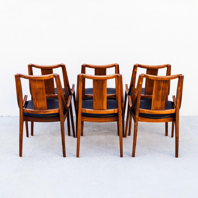 Rare 1960s Glenn of California Low Arm Walnut Dining Chairs For Sale - Image 12 of 18
