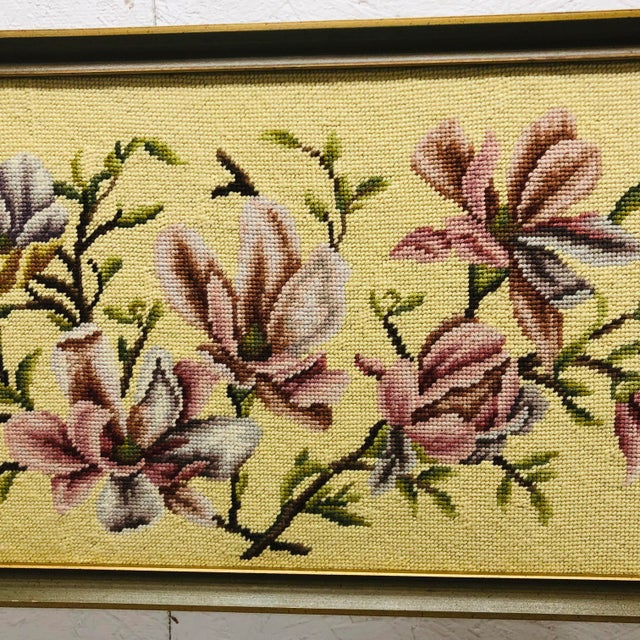 Mid 20th Century Mid Century Framed Needlepoint of Lilies For Sale - Image 5 of 11