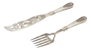 Silver Fish Knife and Fork with Cutouts, Set of 2