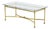 Golden Brass Coffee Table with Cut Crystal, Italy, 1950s For Sale