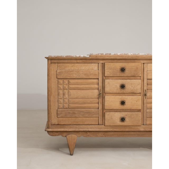 1940s Oak Art Deco Sideboard With Marble Top For Sale - Image 16 of 17