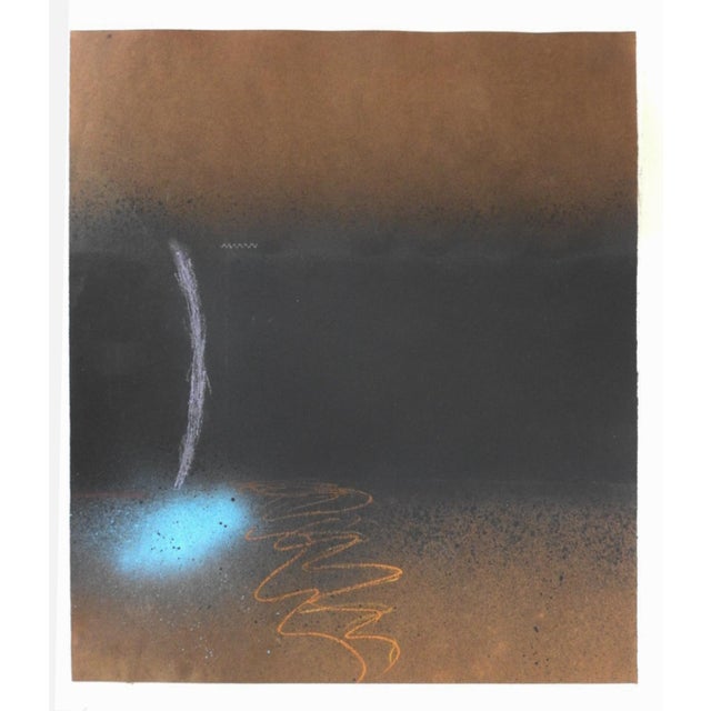 Contemporary 1970s Turquoise Black and Rust Abstract Painting For Sale - Image 3 of 4