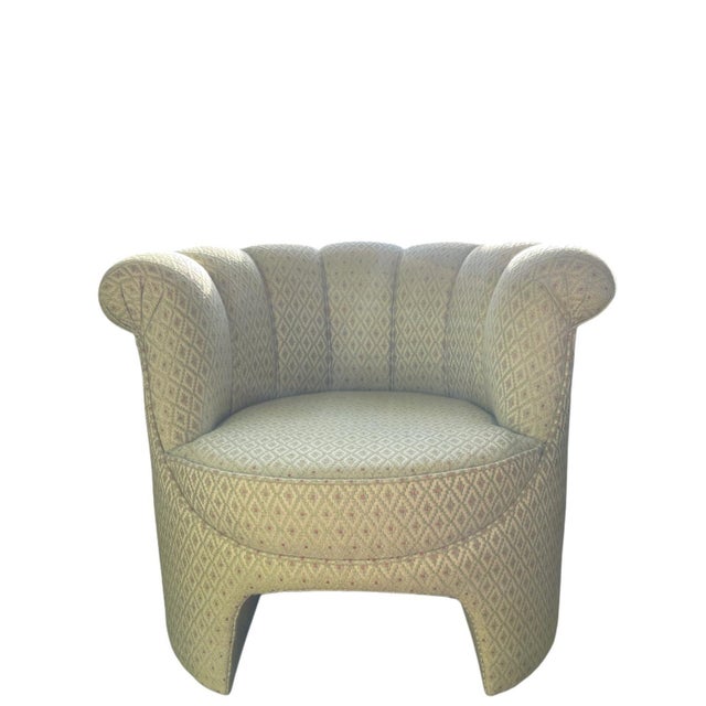 Beige Scalloped-Back Club Chair by Jean-Rémy Couradette, France, 2001 For Sale - Image 8 of 8
