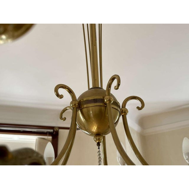 Metal 10-Light Chandelier in Bronze and Cut Crystal, 1960s For Sale - Image 7 of 14