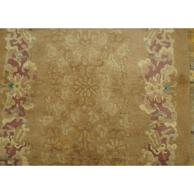 A Beige Ground Color Wiht Exquisite Geometric Pattern Antique Chinese Art Deco Rug For Sale - Image 10 of 12