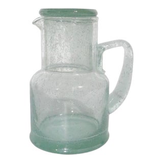 Vintage Seed Glass Water Pitcher and Glass For Sale