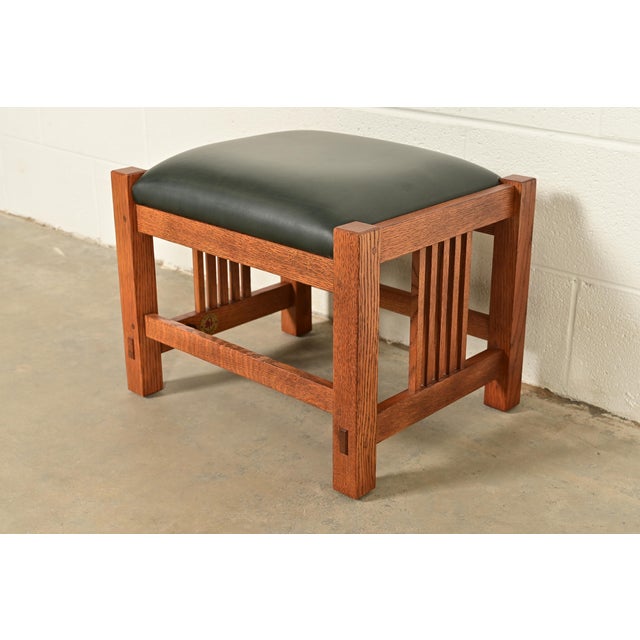 Stickley Mission Oak Arts & Crafts Reclining Morris Lounge Chair With Ottoman For Sale - Image 11 of 17