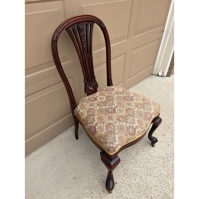 Antique Georgian Mahogany Side Chair With Tapestry Upholstery For Sale In South Bend - Image 6 of 12