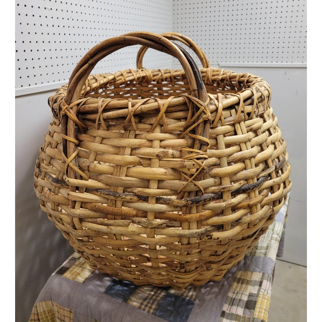 Very Large Woven Wicker Blanket Basket With Handles Chairish