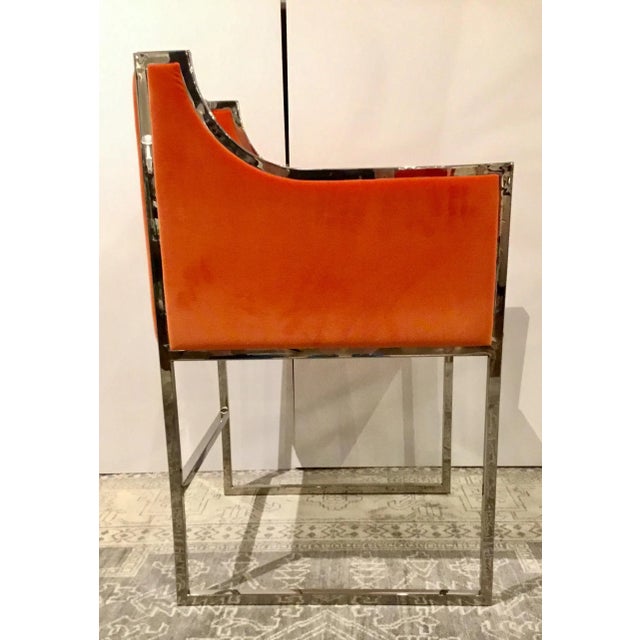 Contemporary Orange Velvet Occasional Chair For Sale In Atlanta - Image 6 of 7