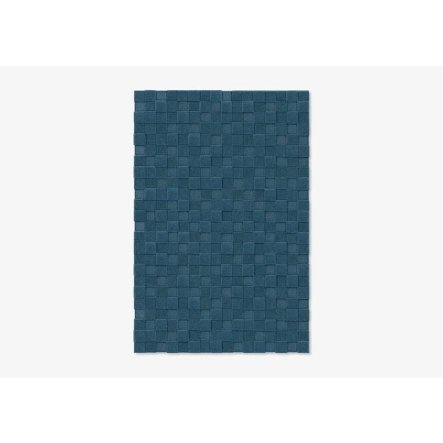 Contemporary Dark Blue Square Textured Rug from Marqqa For Sale - Image 3 of 3
