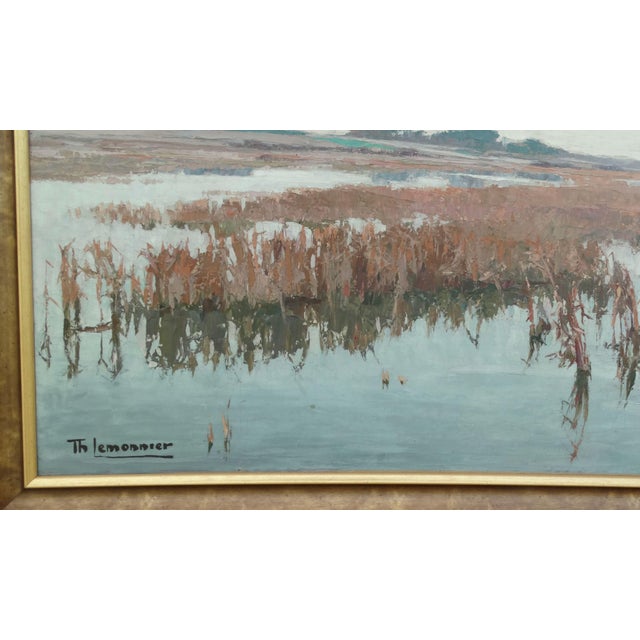Late 19th Century Théodore Lemonnier 1815-1888 Signed French Oil - River Marshes - Organic Modern For Sale - Image 5 of 17