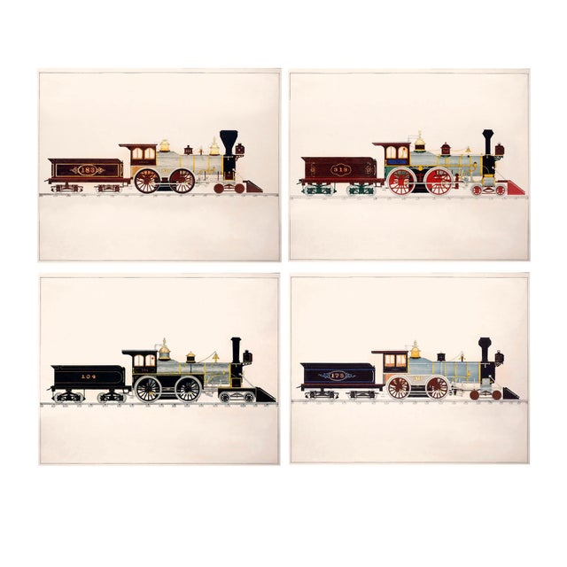 Halsey Reproduction Vintage Train Illustration Prints Set of 4 For Sale - Image 4 of 17