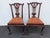 Wood Chippendale Carved Ball and Claw Feet Dining Chairs Set of Two 6632 For Sale - Image 7 of 13