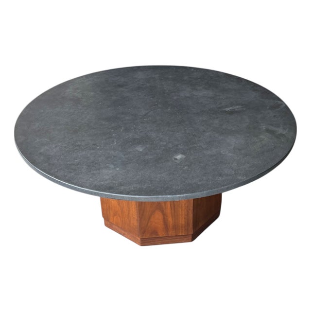 1970s Danish Modern Walnut & Marble Coffee Table, Made in Denmark For Sale