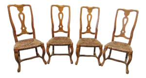 Italian Maple Rush Seat Dining Chairs - Set of 4