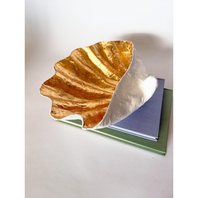 Mexican Large Gilt Papier Mache Clam Shell For Sale - Image 3 of 11