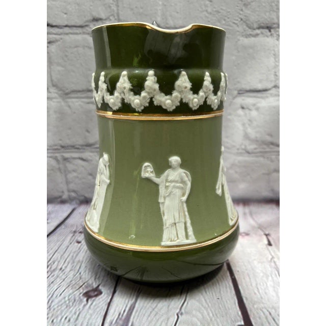 Carlton Ware 1890s W. & R. Carlton Ware Jasperware Style Jug With Pewter Lid For Sale - Image 4 of 8