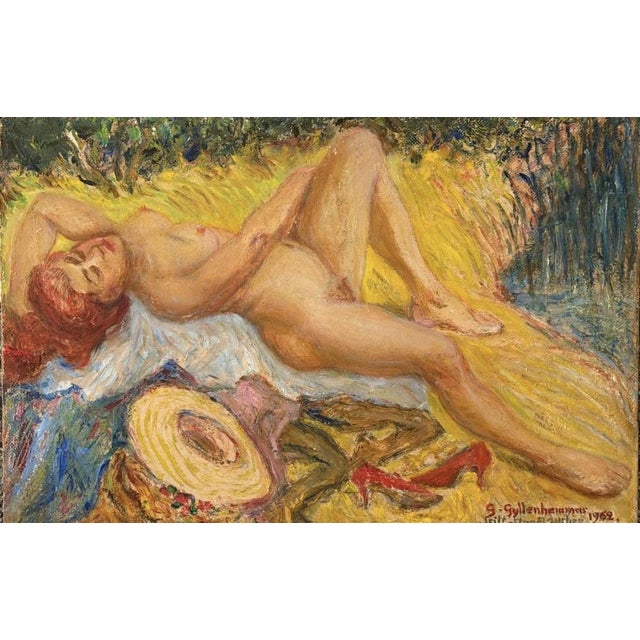 Gerhard Gyllenhammar, Female Nude, Sweden, 1962, Oil Painting For Sale - Image 4 of 7