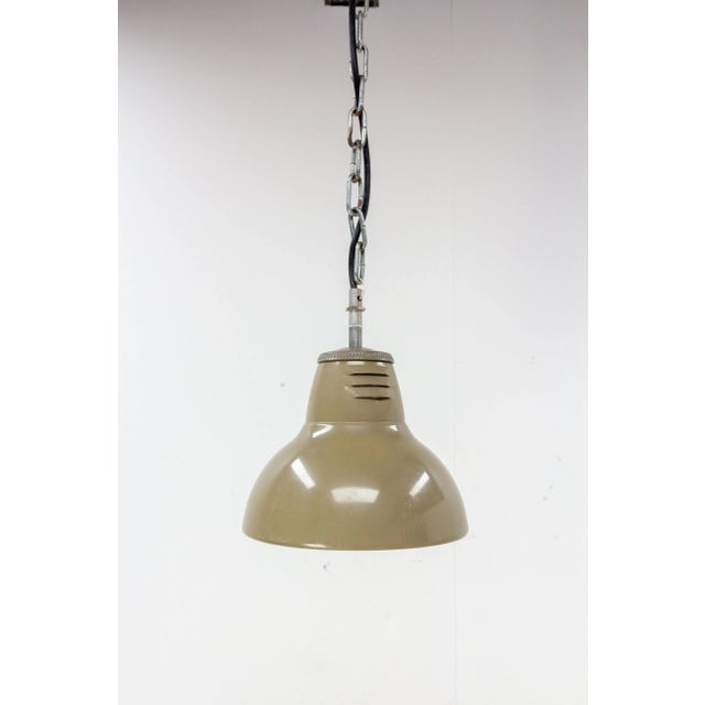 Pendant light chandelier, France, mid-century Industrial style with glass inside (holophane style) for more efficient...