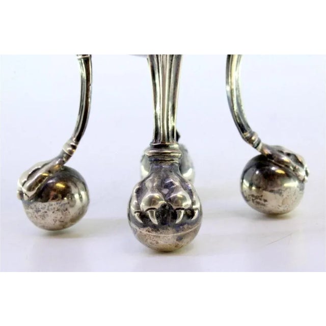 Metal Silver Coffee Pot with Fluted Body, Lion Figure and Claw-Shaped Feet For Sale - Image 7 of 10