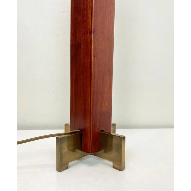 Art Deco Style Teak and Brass Skyscraper Table Lamp, 1980s For Sale - Image 10 of 13