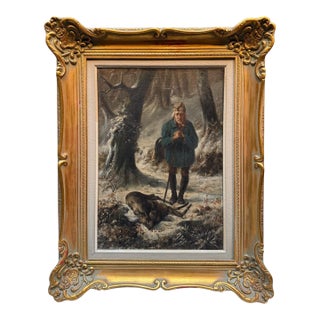 1874, O/B Hunting Scene, by Eugène De La Kethulle (Belgian, 1823-1890) For Sale