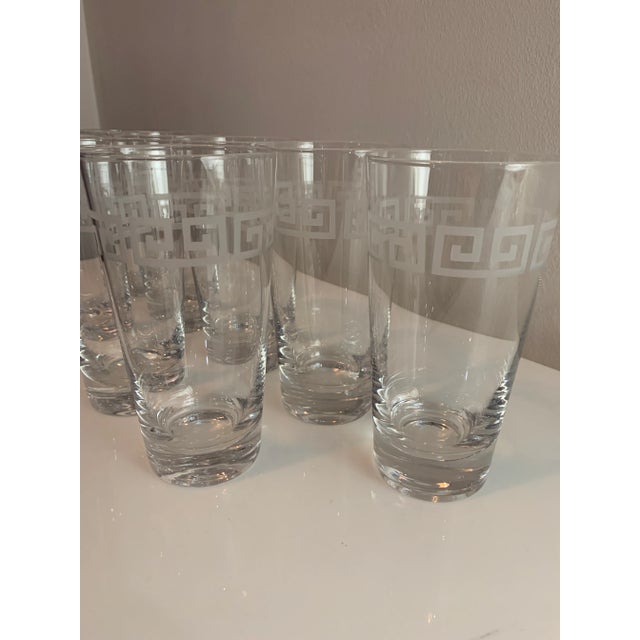 Vintage Etched Greek Key Tumbler Glasses-Set of 8 For Sale In Miami - Image 6 of 9