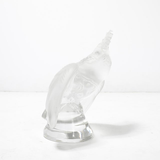 Off-white Mid-Century Modernist Sculptural Crystal Cockatiel Sculpture Signed Lalique For Sale - Image 8 of 18