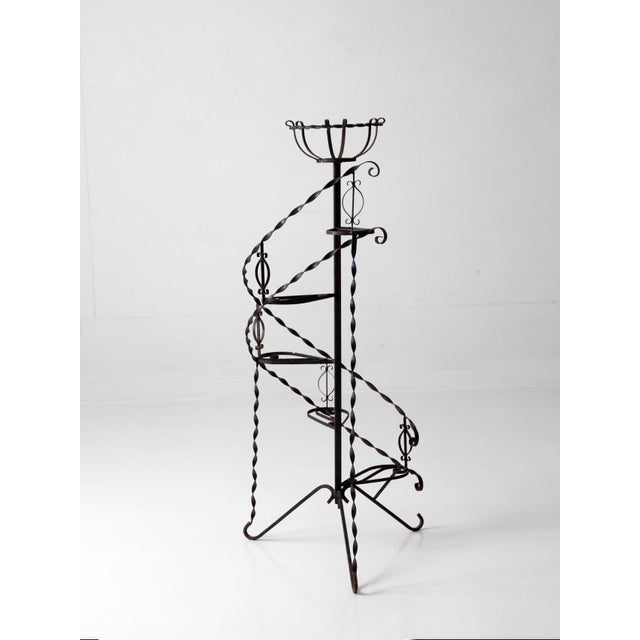 Mid-Century Wrought Iron Tiered Plant Stand For Sale - Image 9 of 16