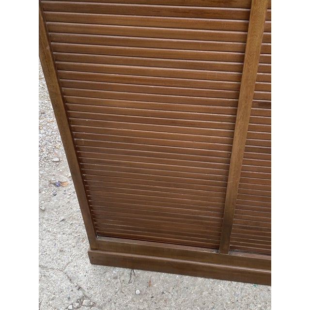 Oak Double-Column Roll-Top Filing Cabinet, 1950s For Sale - Image 16 of 18