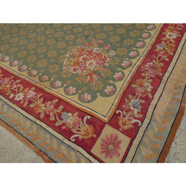 Celadon Galerie Shabab Collection Early 20th Century English Needlepoint Rug For Sale - Image 8 of 10