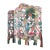 Original 1950s MCM Hand Painted Flamingo Tropical 5 Panel Carved Wood Room Divider For Sale