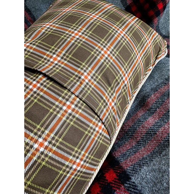 Utah Rodeo Cowboy Vintage Pennant on New Woven Plaid Throw Pillow For Sale - Image 4 of 4