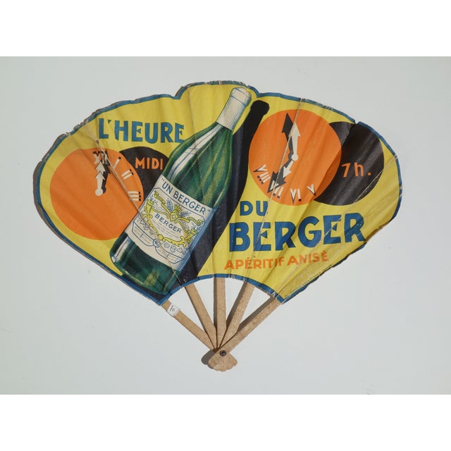 Wood Art Deco Belle Epoque Hand Fans with Casino Advertising Graphic, Paris, France, Early 1900s, Set of 4 For Sale - Image 7 of 12