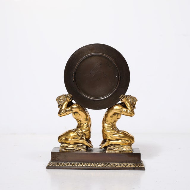 Metal Neoclassical Gilt Bronze Mantlepiece Clock by Sterling Bronze Co. For Sale - Image 7 of 12