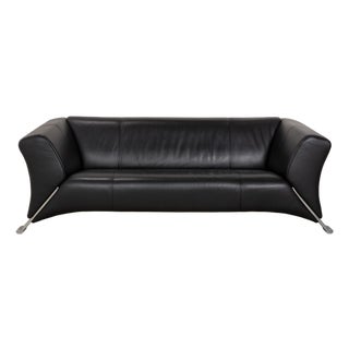 Model 322 3-Seater Sofa in Black Leather from Rolf Benz For Sale
