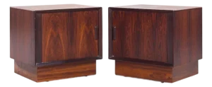 Svend Madsen Mid Century Danish Rosewood Tambour Door Nightstands - Pair