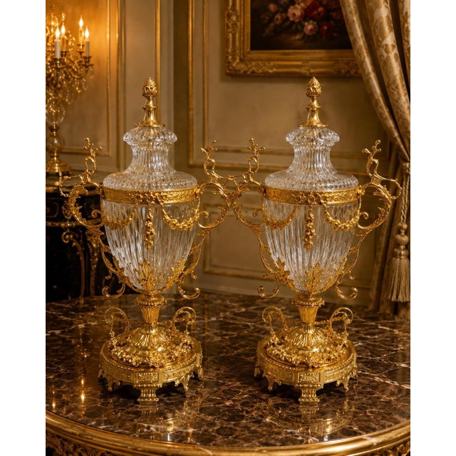 Elevate your home décor with this stunning 4-piece baroque-style crystal and gold centerpiece set. Designed to impress,...