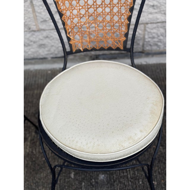 1970s Set of 4 Vintage French Bistro Style Wrought Iron & Cane Chairs For Sale In Philadelphia - Image 6 of 10