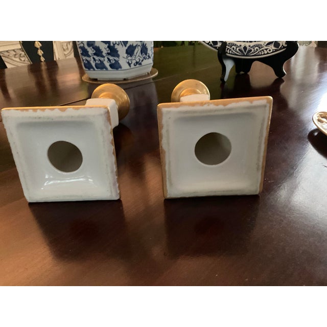 White Vintage Platter and Candlesticks Set Gilded Gold and White For Sale - Image 8 of 9