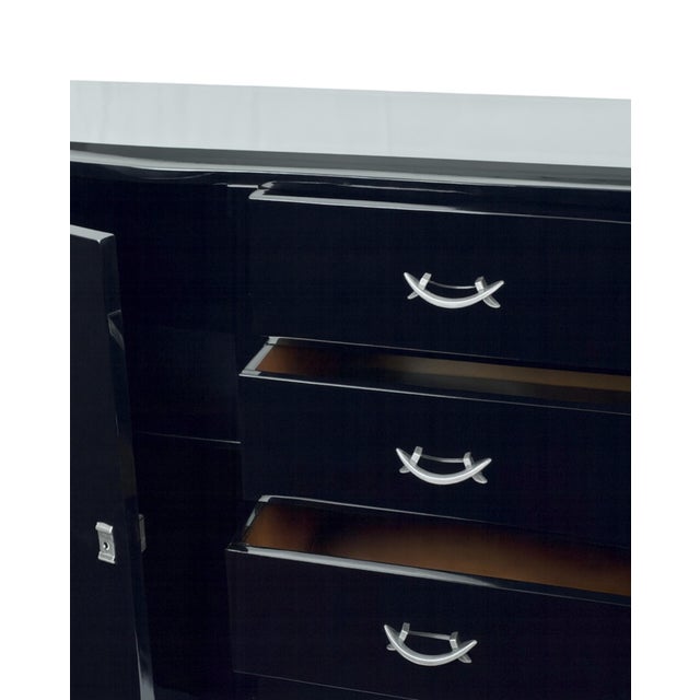 Art Deco Black Lacquered Copper-Plated Credenza, 1940s For Sale - Image 5 of 8