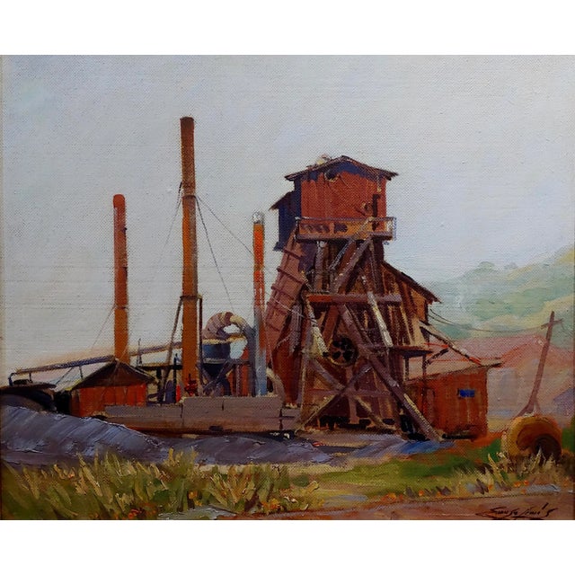 Industrial Emerson Lewis -1930s California Impressionist Industrial Scene - Oil Painting For Sale - Image 3 of 12