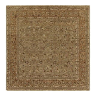 Rug & Kilim’s Antique Persian Style Square Rug in Beige-Brown Floral Patterns For Sale
