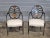 Store Item: Pair of KARGES Hepplewhite Plum Arm Chairs Ebonized, Carved Hand Painted Leather Fabric Description: Inspired...